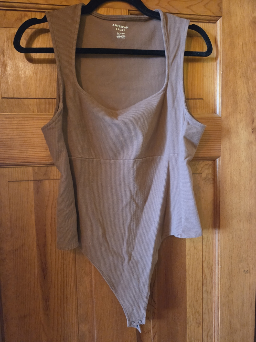 American Eagle Outfitters Taupe Ribbed Asymmetric Bodysuit